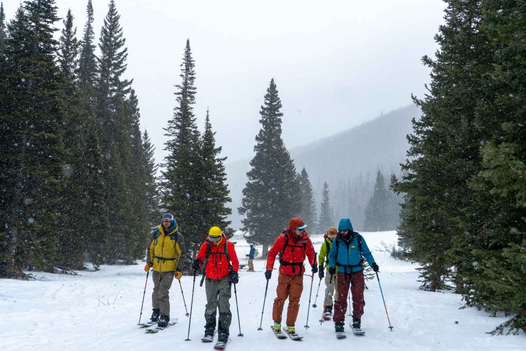 Down in one pants while skinning uphill in snow