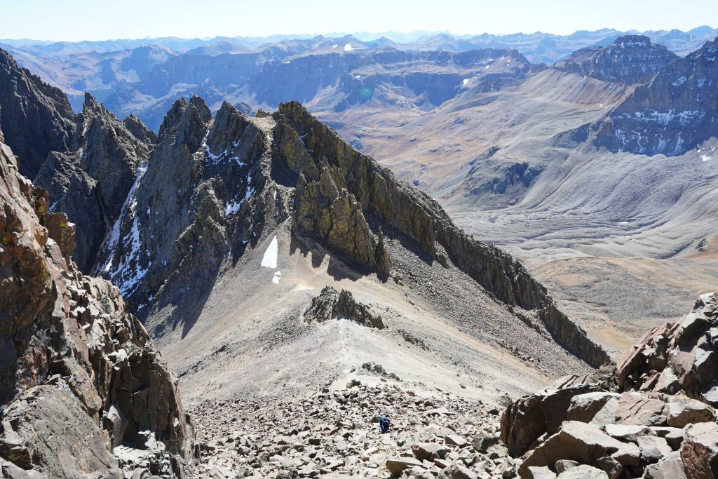 Viewing Scree Chute From Bottom Of Lavender Couloir